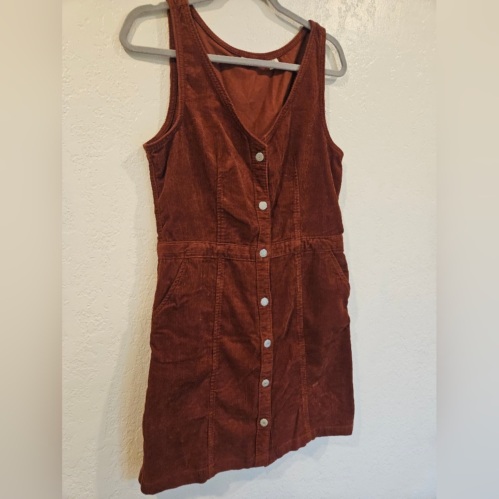 Levi's Rust Corduroy Button-Front Mini Dress